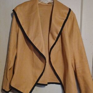 Women's Tan Jacket with Black Trim